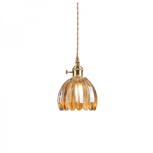 HanaGlow | Japanse Retro Glazen Hanglamp met Bloemendesign