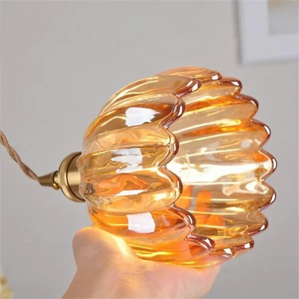 HanaGlow | Japanse Retro Glazen Hanglamp met Bloemendesign