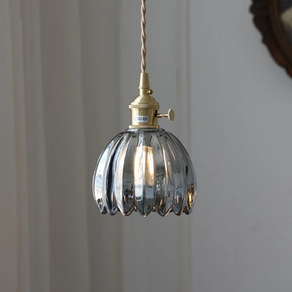 HanaGlow | Japanse Retro Glazen Hanglamp met Bloemendesign