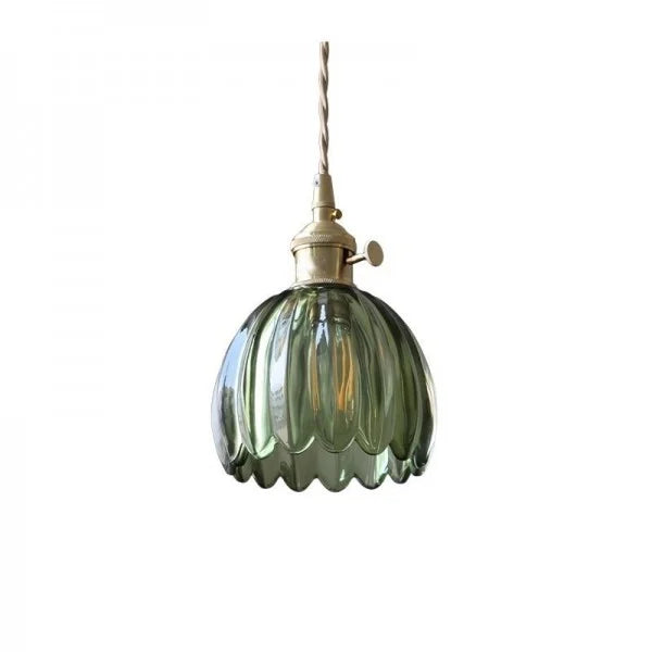 HanaGlow | Japanse Retro Glazen Hanglamp met Bloemendesign